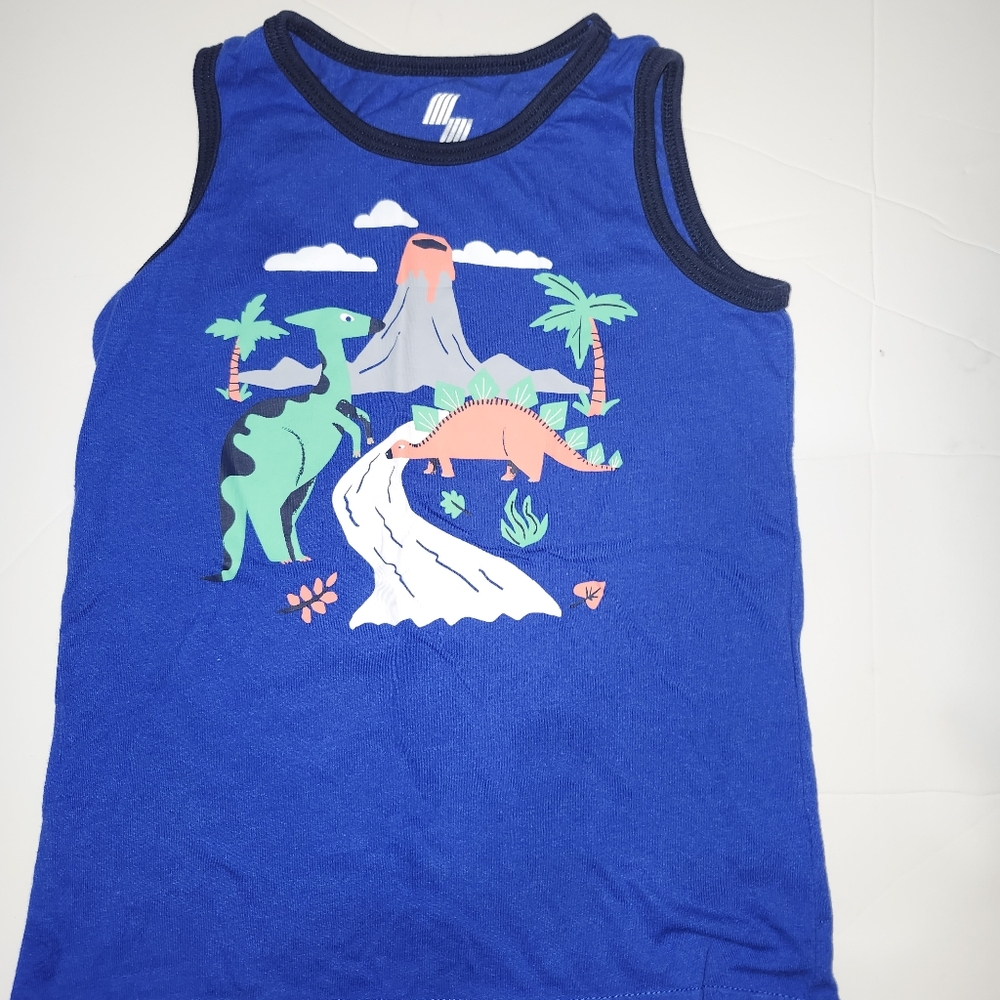 Blue Dinosaur Tank Top for Kids